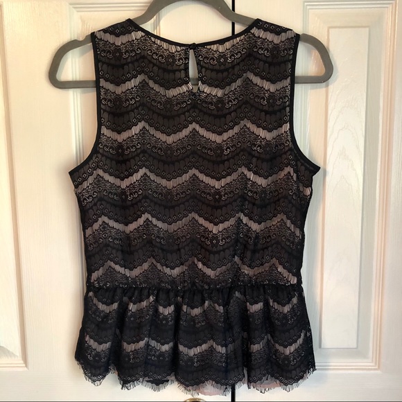 Loft sleeveless black lace peplum blouse SZ Small - Picture 2 of 5